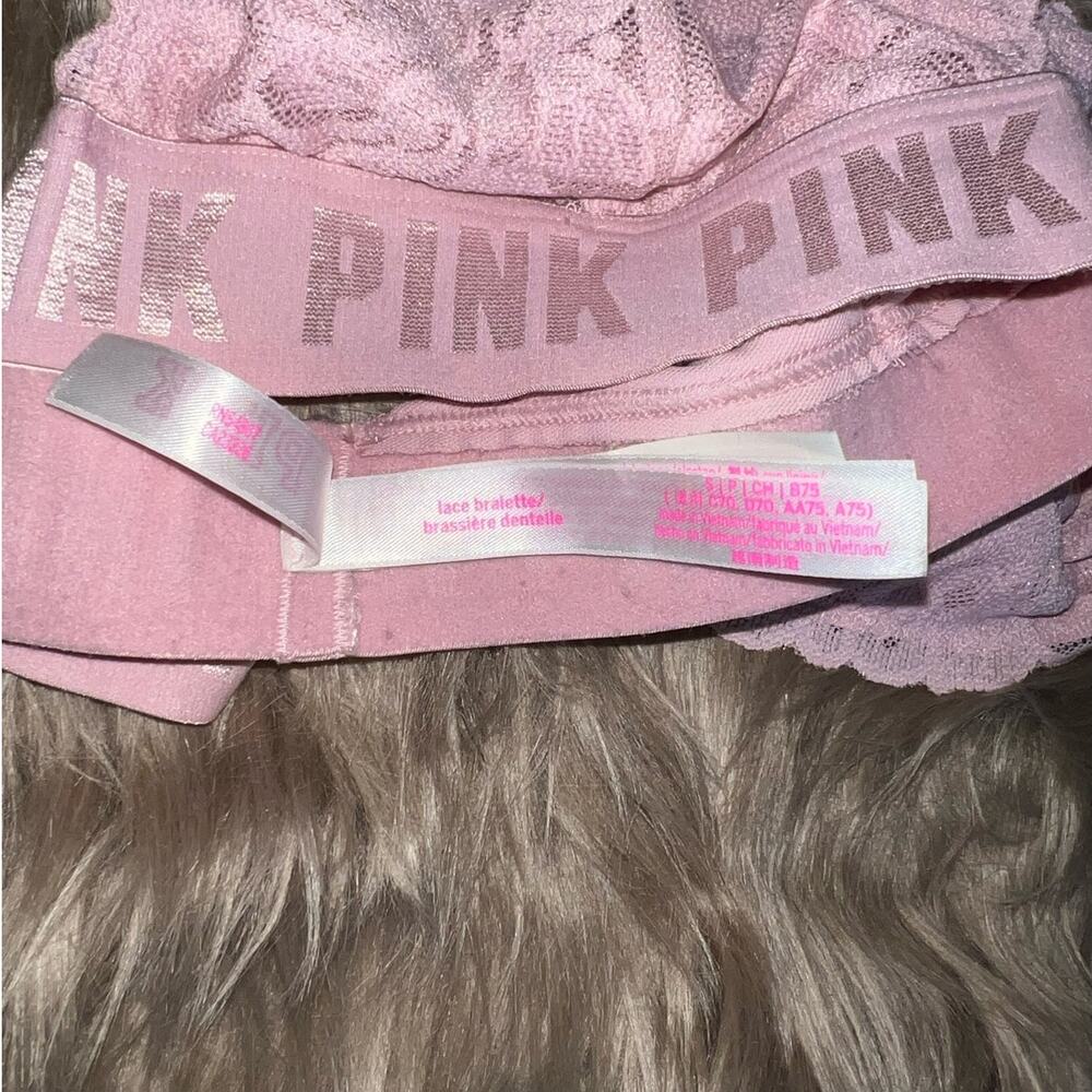 VS PINK Triangle T-Back Logo Band Lace Bralette pink size S - Picture 4 of 6